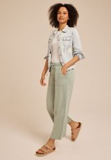 Washed Terry High Rise Wide Leg Cropped Pant, C7225, small