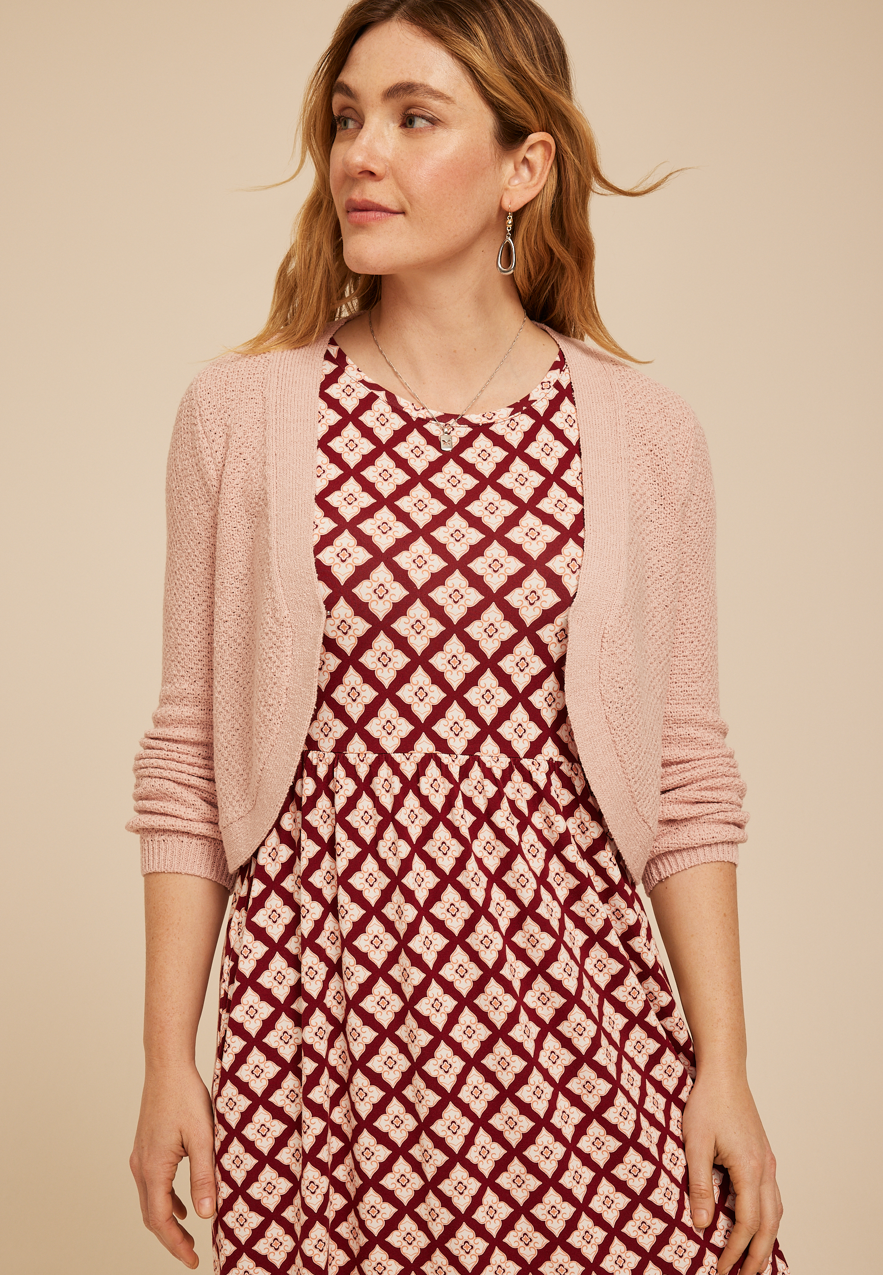 Solid Long Sleeve Dress Cardigan