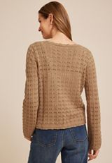 Tie Front Open Stitch Cardigan, C574, small