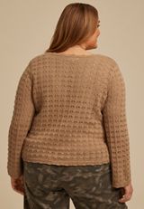 Plus Size Tie Front Open Stitch Cardigan, C574, small