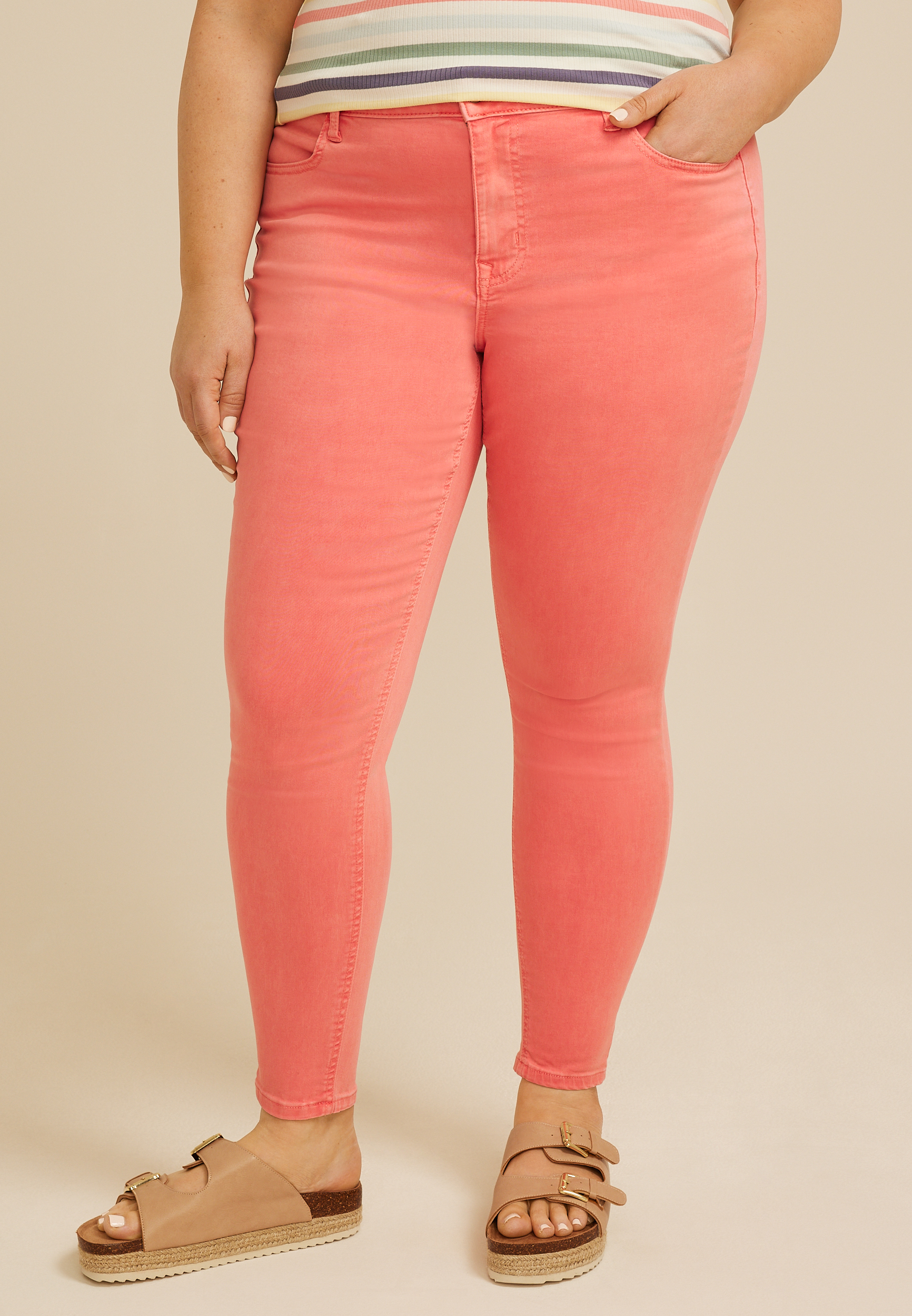 Plus Size m jeans by maurices&trade; High Rise Rose of Sharon Color Jegging, C2011, large