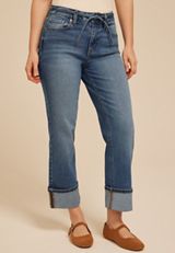 m jeans by maurices™ High Rise Tie Waist Relaxed Straight Ankle Jean, C3337, small