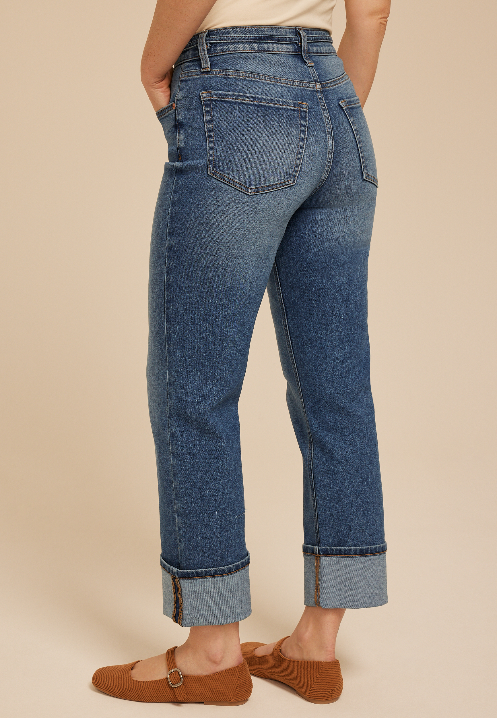 m jeans by maurices™ High Rise Tie Waist Relaxed Straight Ankle Jean, C3337, large