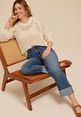 m jeans by maurices™ High Rise Tie Waist Relaxed Straight Ankle Jean, C3337, small