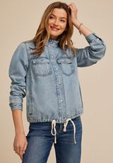 Cinch Hem Denim Jacket, C3337, small
