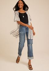Black And White Printed Kimono, C5487, small