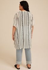 Plus Size Black And White Printed Kimono, C5487, small