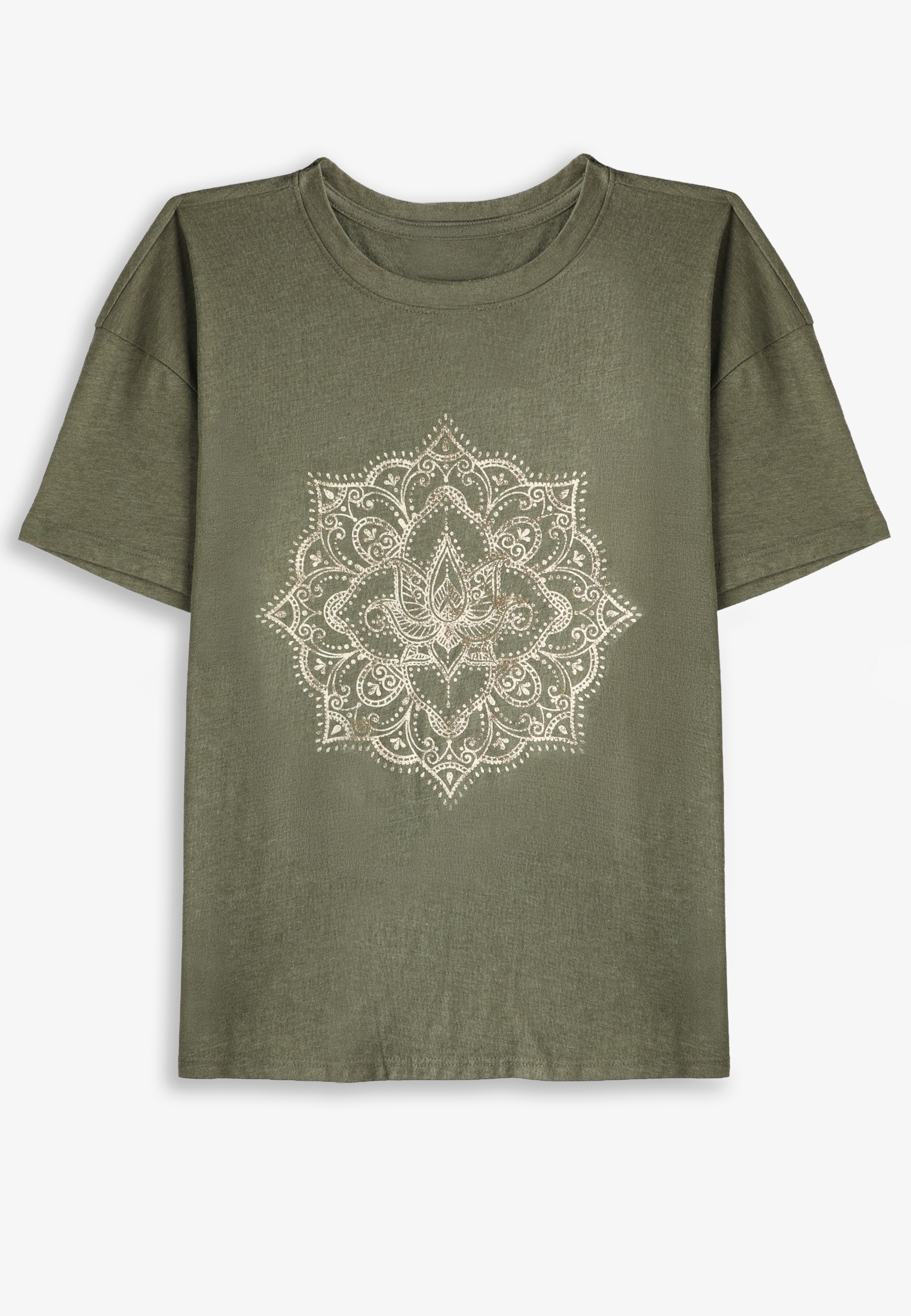 Lotus Mandala Relaxed Fit Graphic Tee, C4153, large