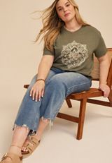 Plus Size Lotus Mandala Relaxed Fit Graphic Tee, C4153, small