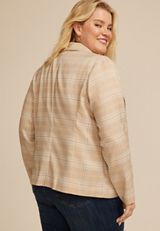 Plus Size Woven Plaid Blazer, C5872, small