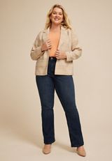 Plus Size Woven Plaid Blazer, C5872, small