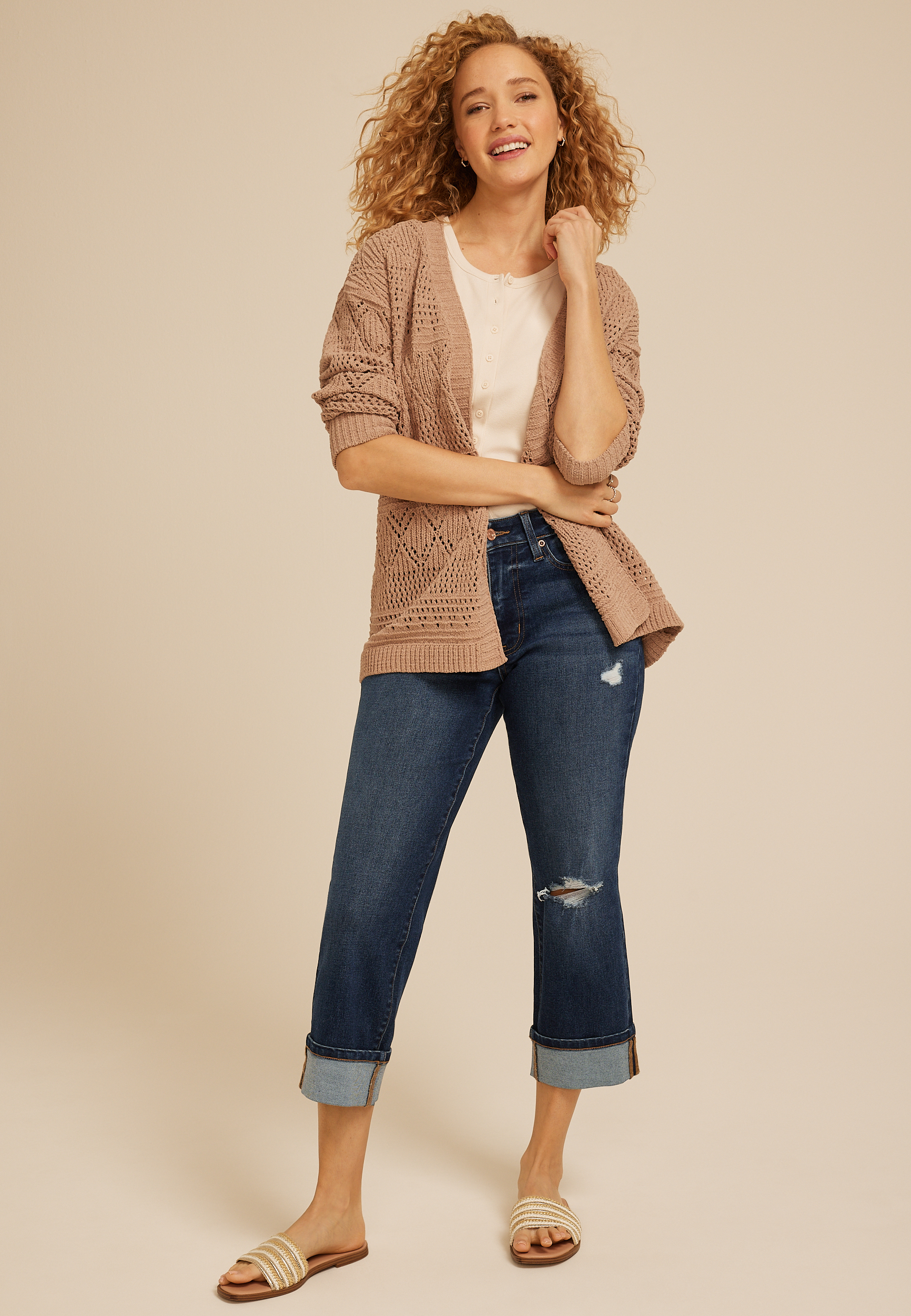 m jeans by maurices&trade; Dark High Rise Relaxed Straight Cropped Jean, C258, large