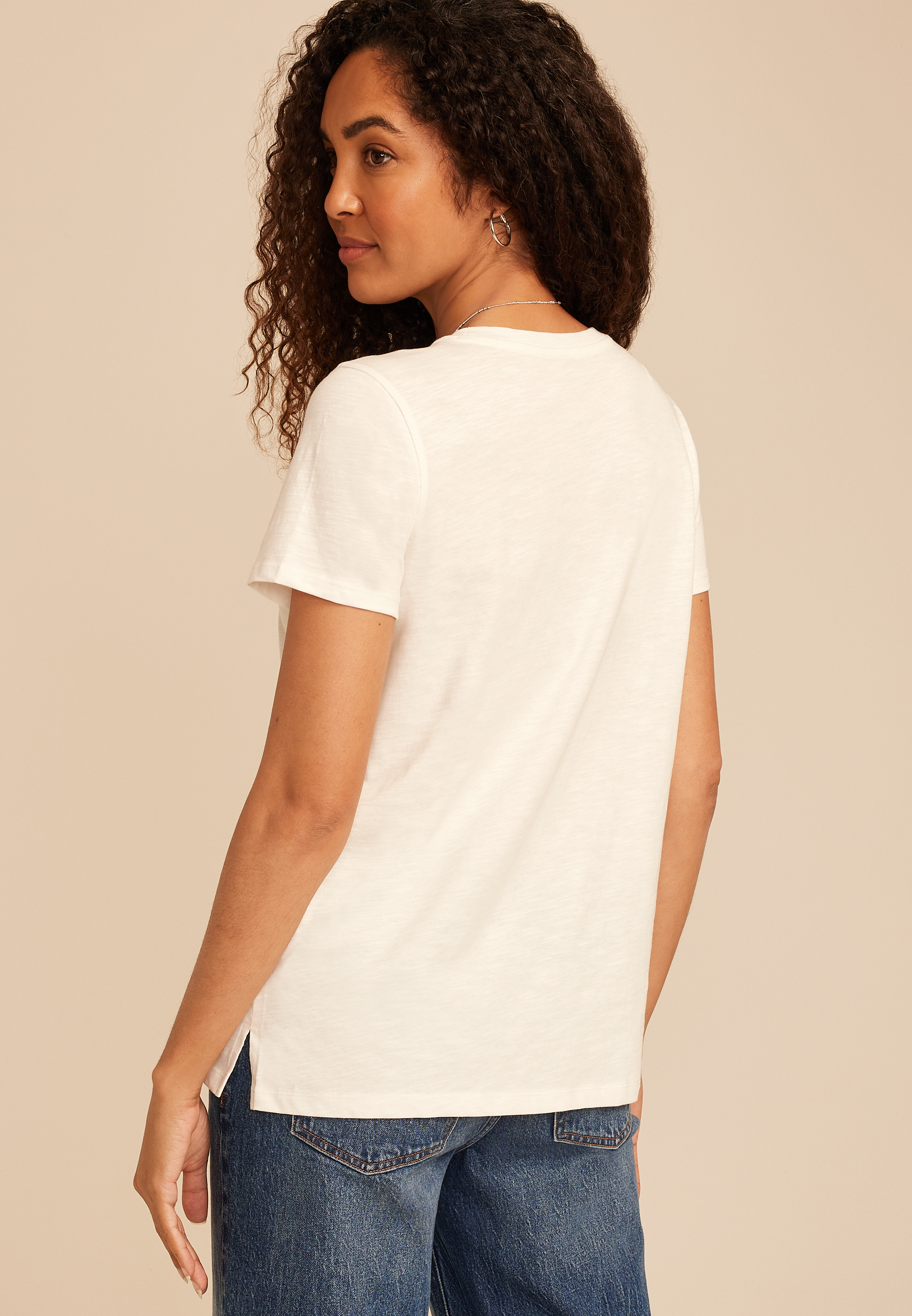 Floral Horseshoe Embroidered Classic Fit Graphic Tee, SOFT WHITE, large