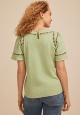 Lattice Trim Short Sleeve Tee, SWAMP, small