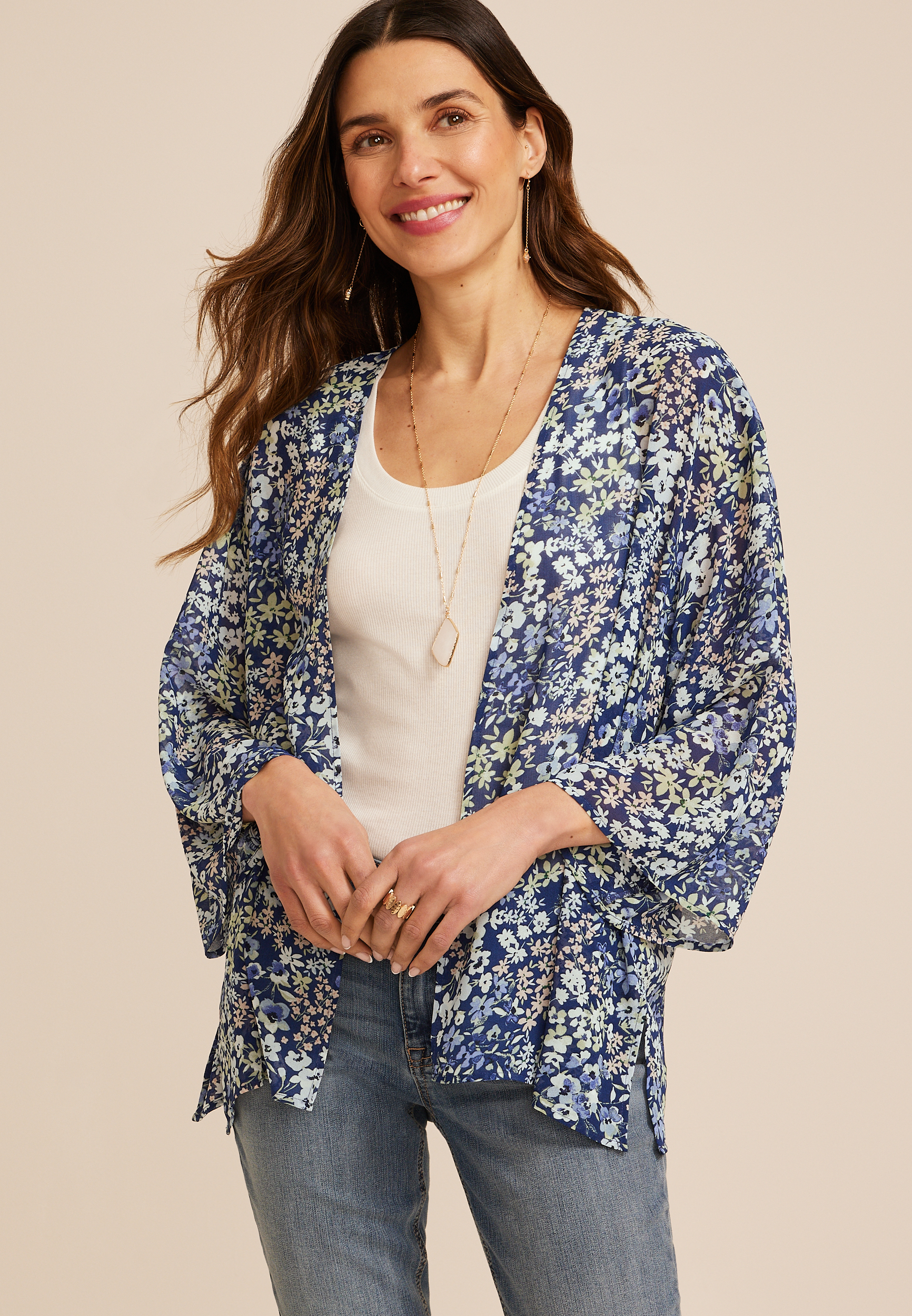 Printed Chiffon Kimono