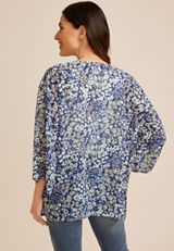 Printed Chiffon Kimono, C9389, small