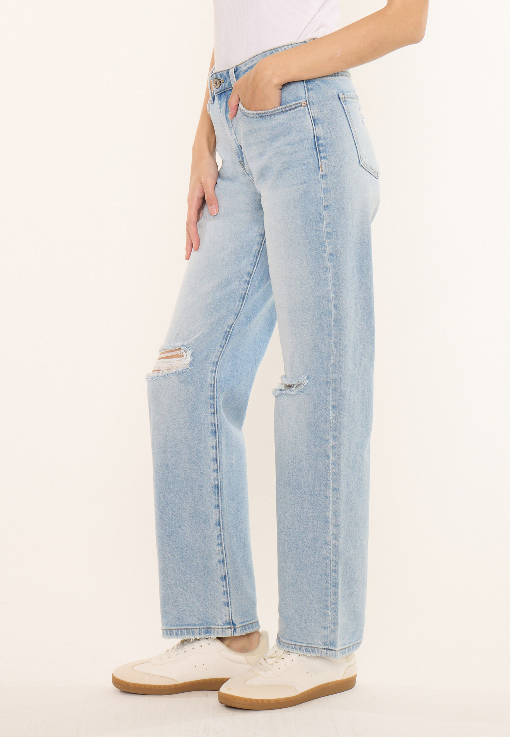 KanCan&trade; High Rise Open Ripped Relaxed Straight Jean - thumbnail 5