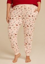 Plus Size Dog Heart Print Jogger Pajama Pants, C1524, small