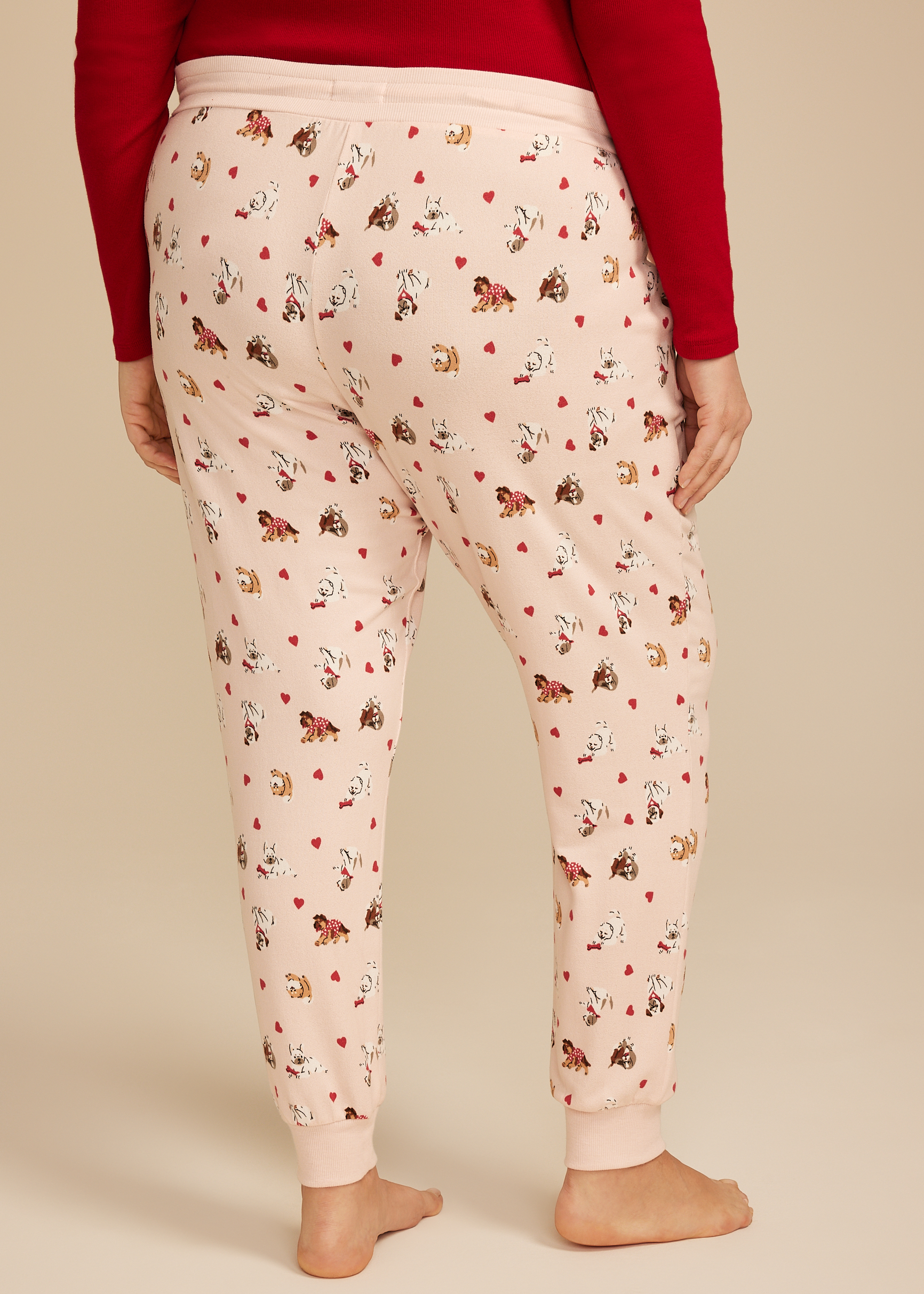 Plus Size Dog Heart Print Jogger Pajama Pants, C1524, large