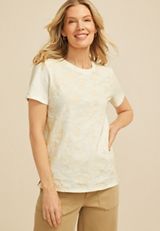 Embroidered Front Short Sleeve Tee, C223, small