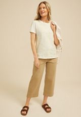Embroidered Front Short Sleeve Tee, C223, small