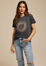 Celestial Sun And Moon Classic Fit Graphic Tee, CHARCOAL, small