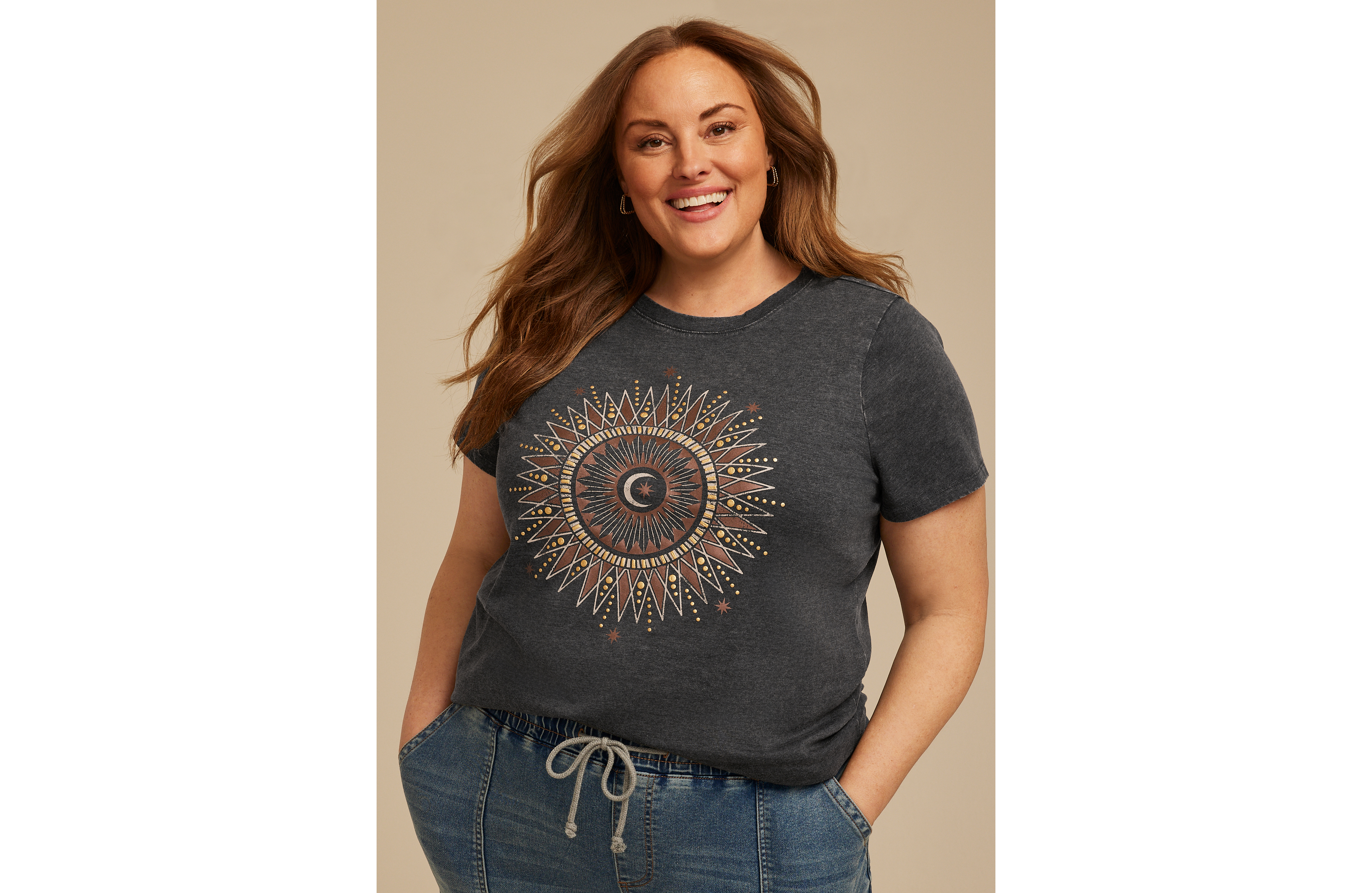 Plus Celestial Sun And Moon Classic Fit Graphic Tee