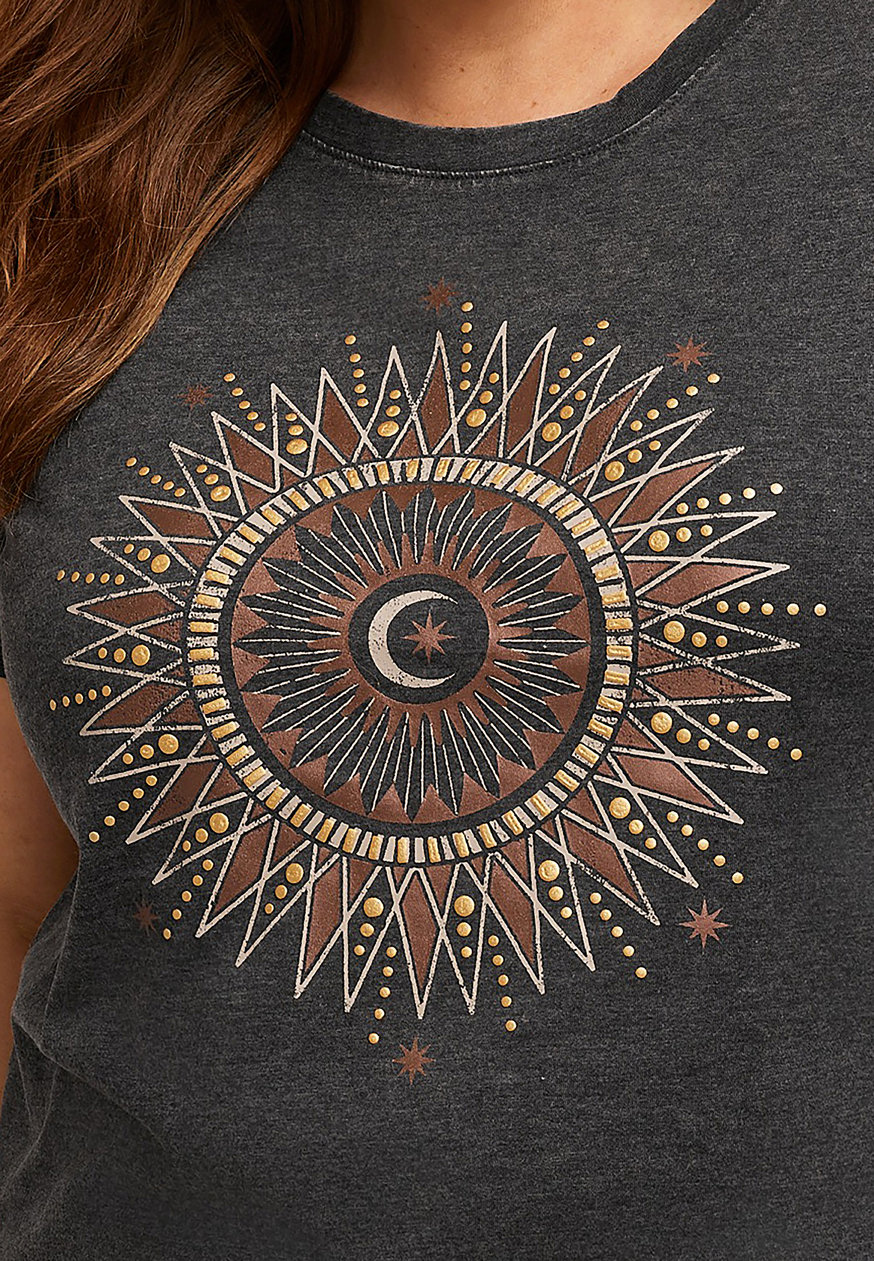 Plus Size Celestial Sun And Moon Classic Fit Graphic Tee, C125, large