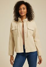 Tan Canvas Utility Jacket, C210, small