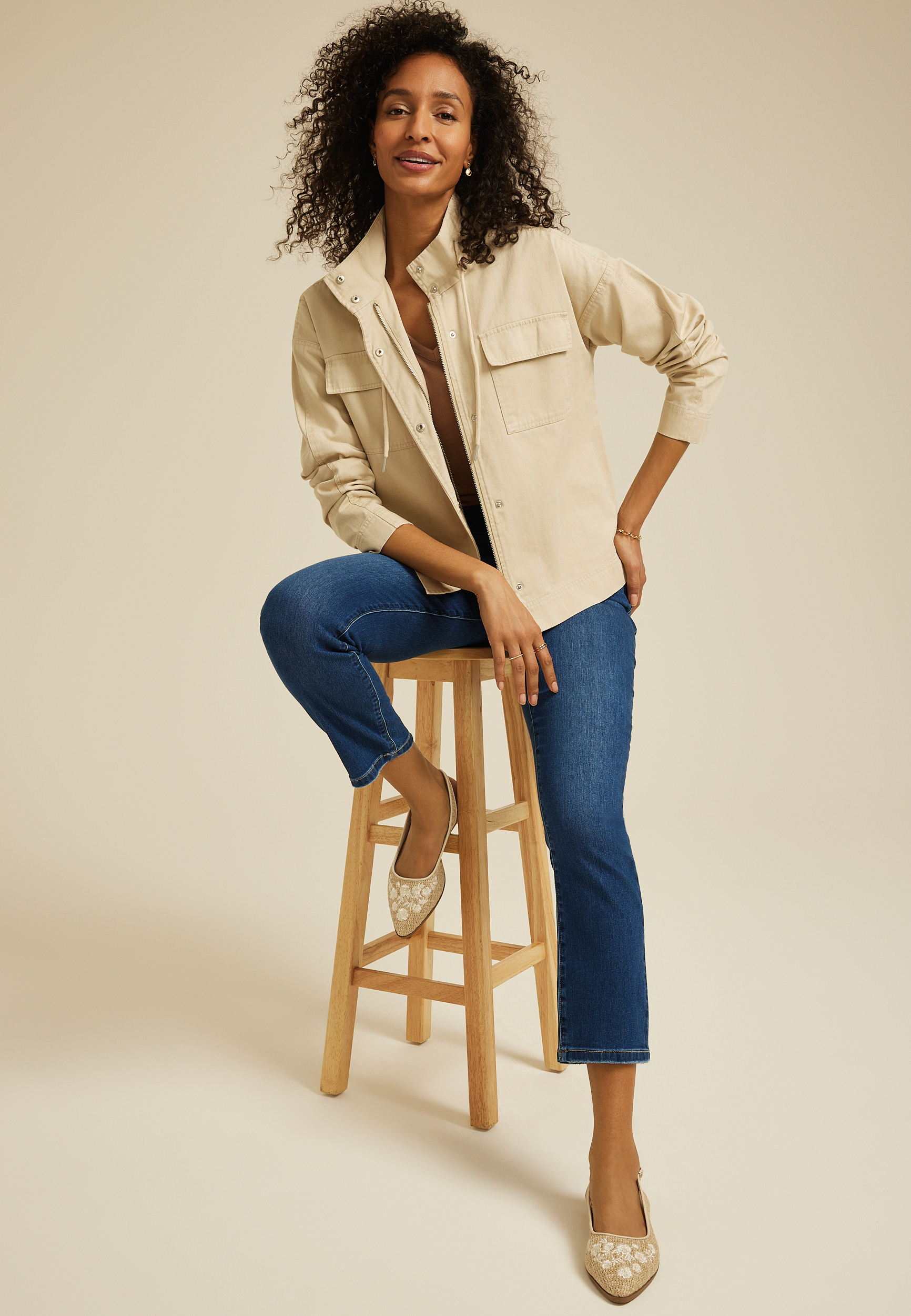 Tan Canvas Utility Jacket, C210, large