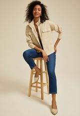 Tan Canvas Utility Jacket, C210, small