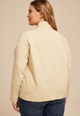 Plus Size Tan Canvas Utility Jacket, C210, small