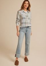 Washed Plaid Button Down Shirt, C5030, small