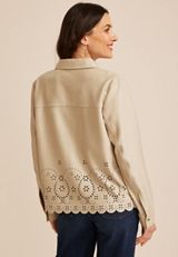 Faux Suede Scallop Hem Jacket, C210, small