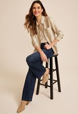 Faux Suede Scallop Hem Jacket, C210, small