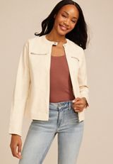 Biker Twill Jacket, CREAM, small