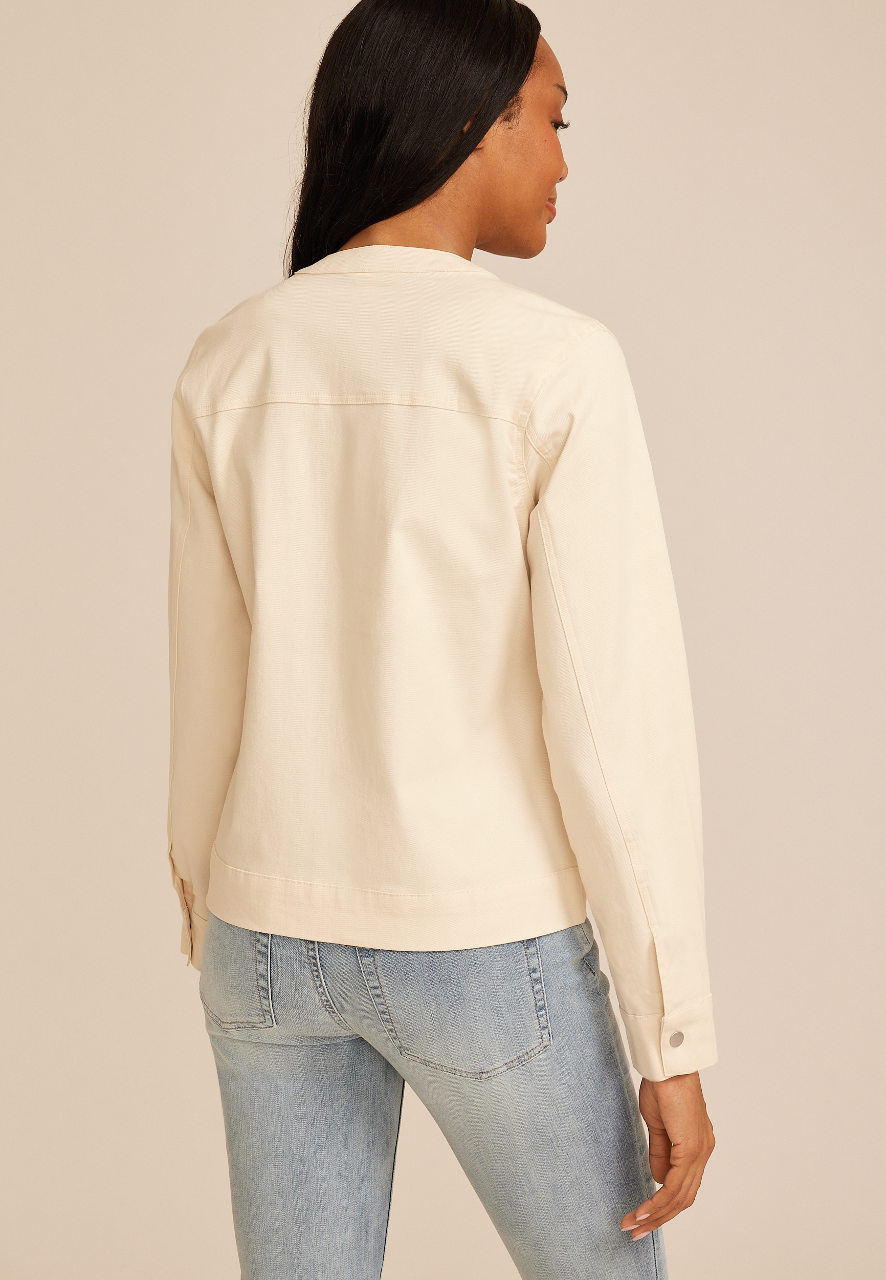 Biker Twill Jacket, CREAM, large