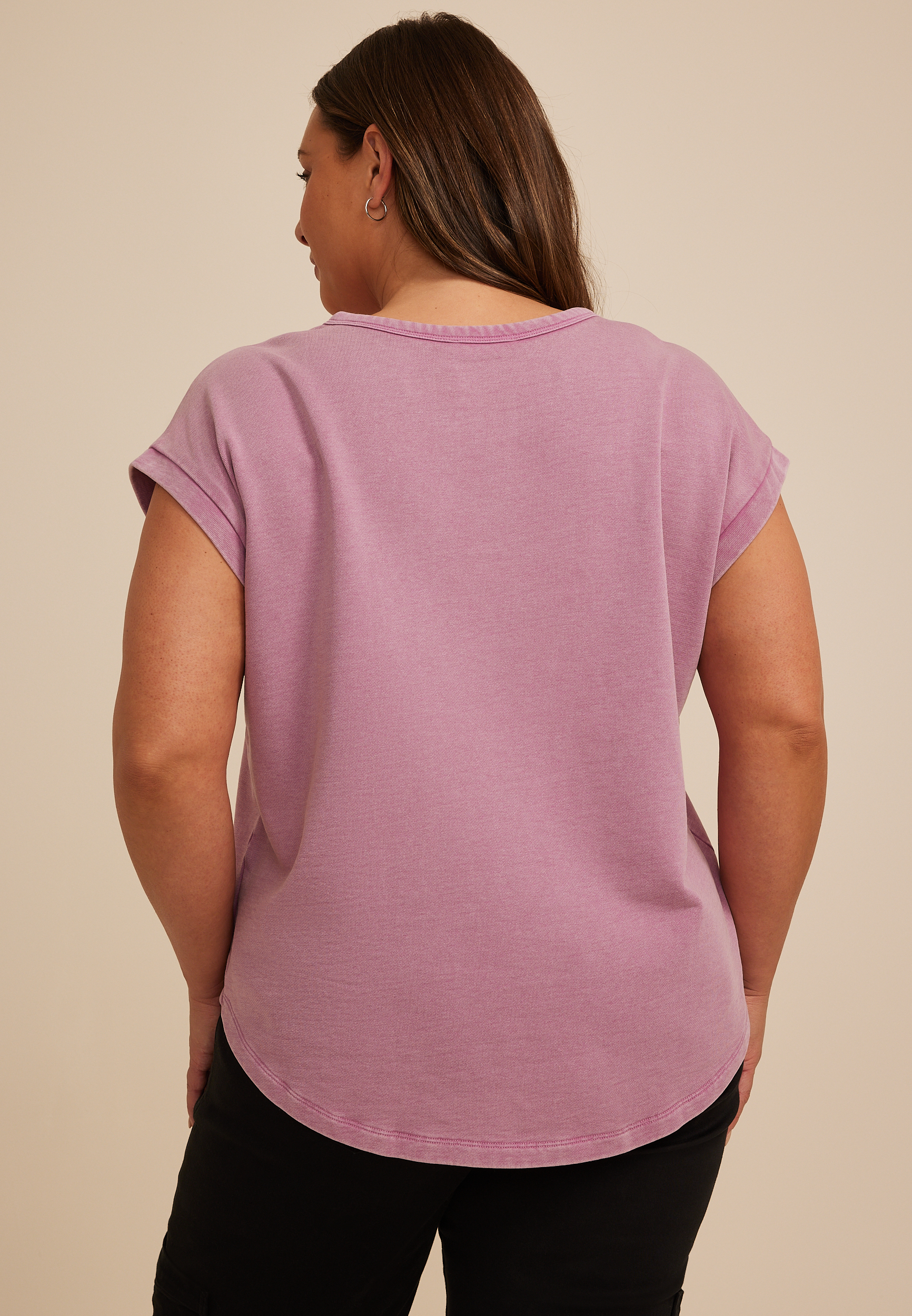 Plus Size Washed Terry Short Sleeve Tee, C3454, large
