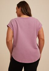 Plus Size Washed Terry Short Sleeve Tee, C3454, small