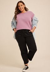 Plus Size Washed Terry Short Sleeve Tee, C3454, small