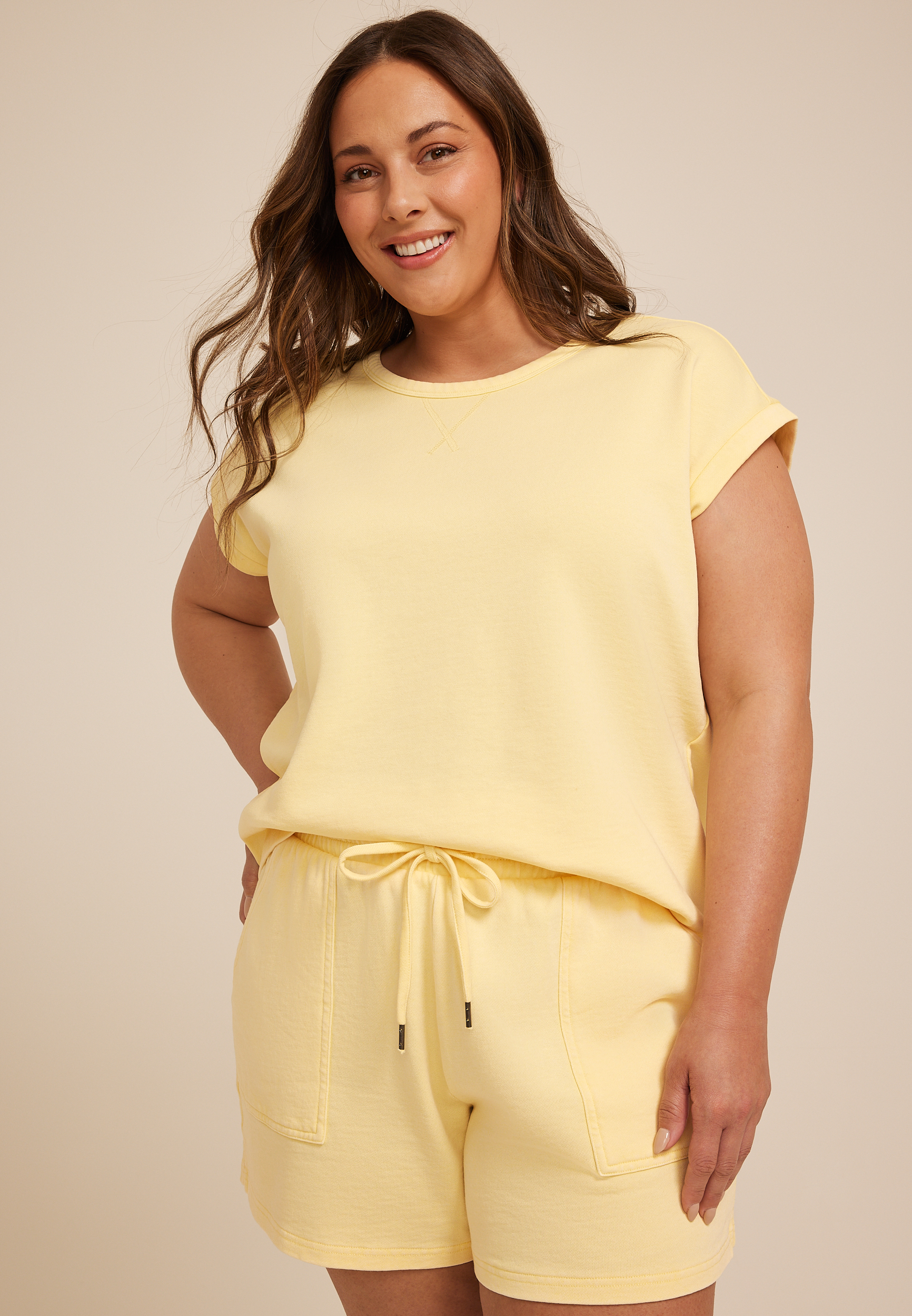 Plus Size Washed Terry Short Sleeve Tee
