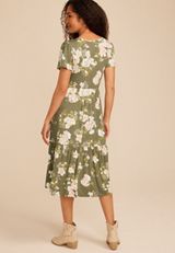 24/7 Floral Tulip Sleeve Midi Dress, C9017, small