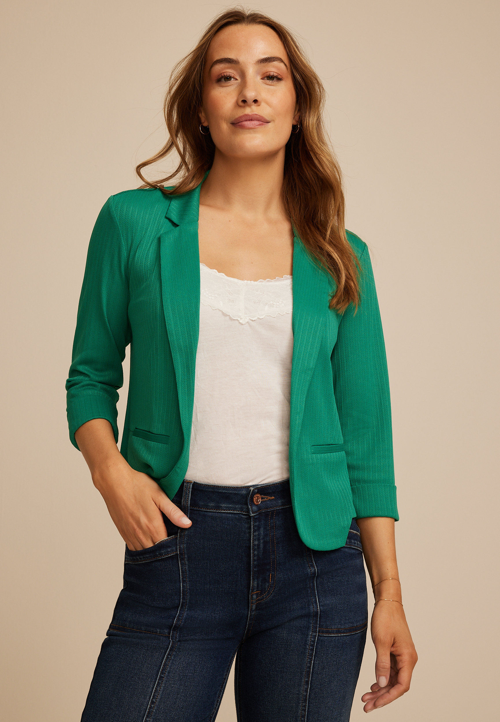 Cropped Textured Versa Blazer