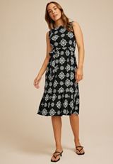 24/7 Bare Medallion Midi Dress, BLACK COMBO, small