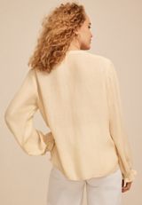 Embroidered Eyelet Trim Button Front Blouse, C211, small