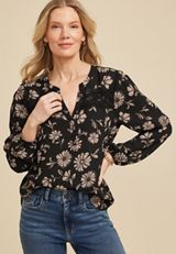 Floral Crochet Trim Blouse, C5292, small