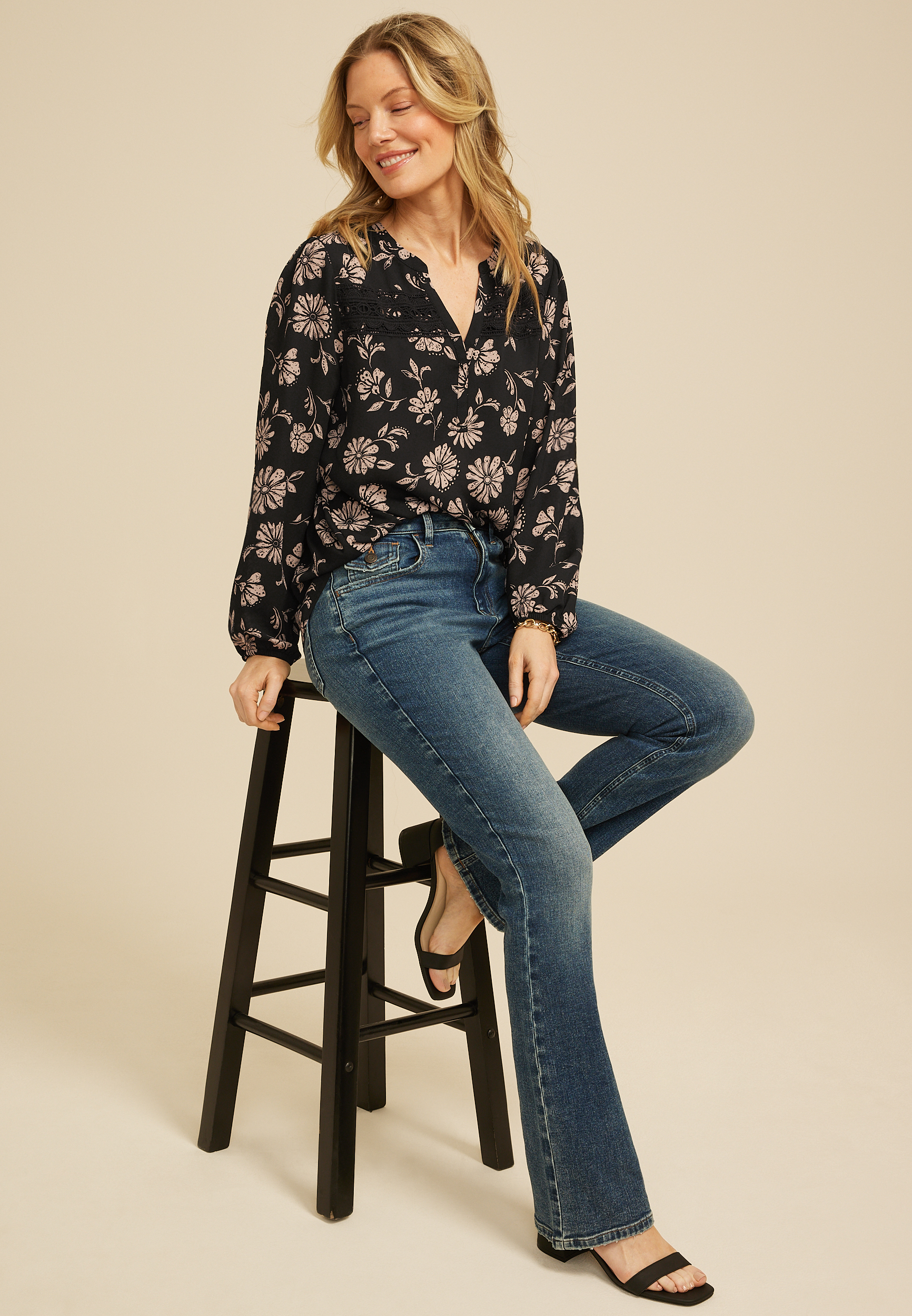 Floral Crochet Trim Blouse, C5292, large