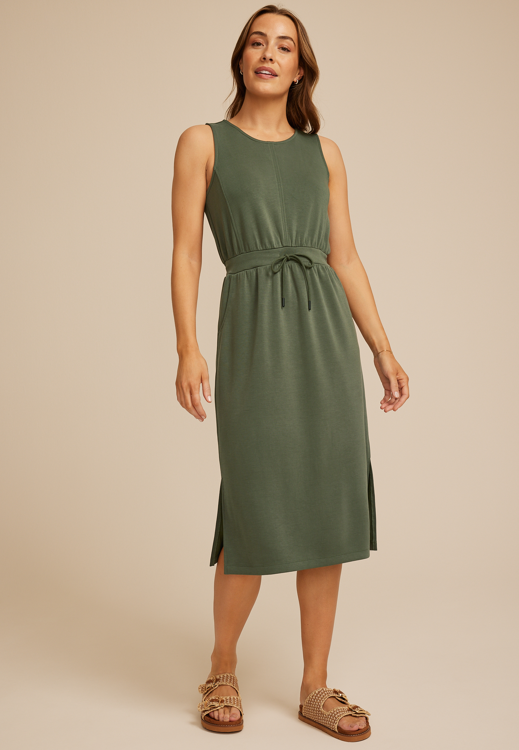 Bare Tie Waist Athleisure Midi Dress