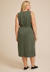 Plus Size Bare Tie Waist Athleisure Midi Dress, C3157, small