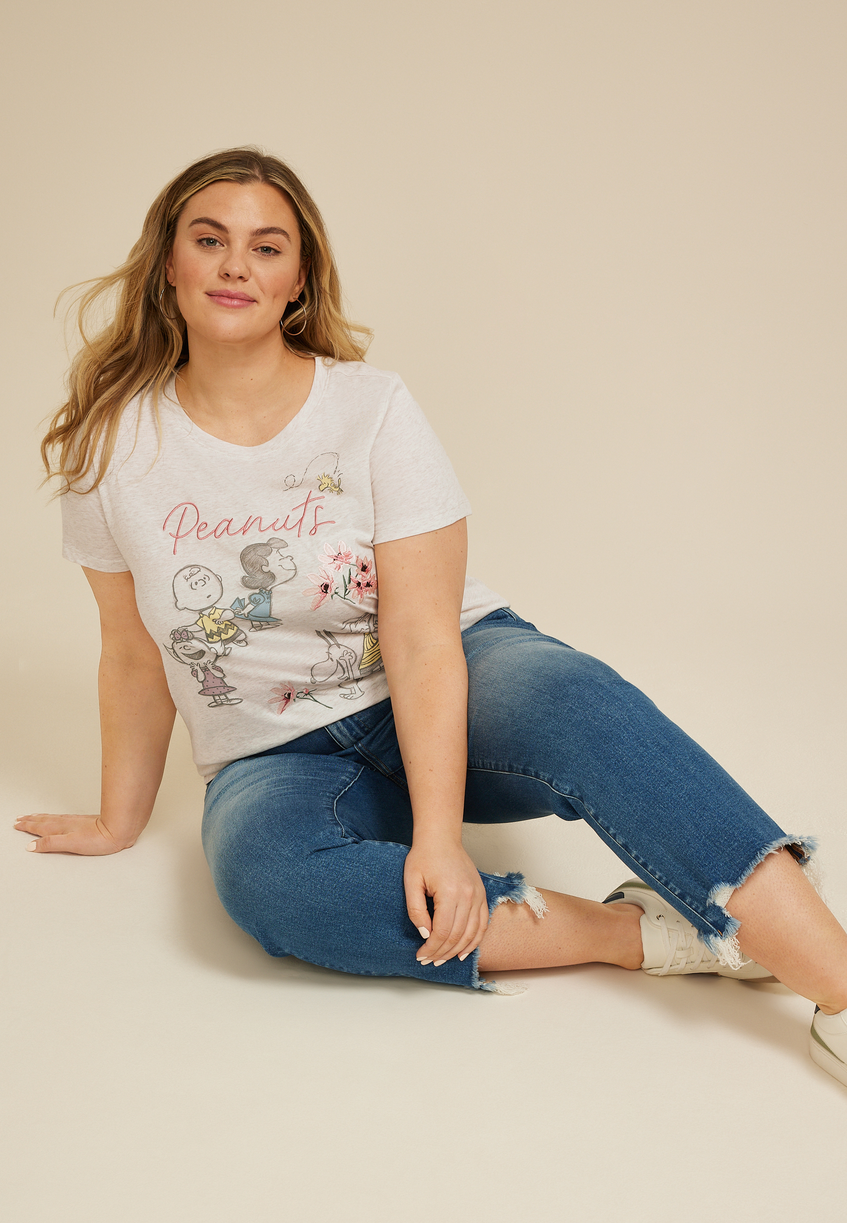 Plus Size Peanuts Charlie Brown Classic Fit Graphic Tee, LIGHT OATMEAL HEATHER, large